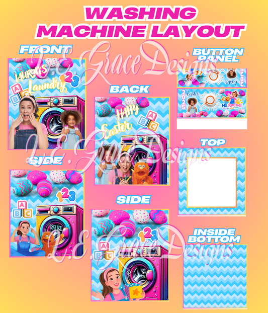 Ms Rachel Washing Machine template in Canva