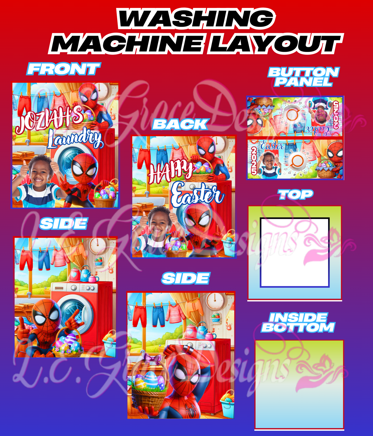 spiderman with windows Washing Machine template in Canva