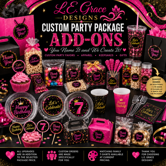 L.E. Grace Designs custom party favor add-ons and party items