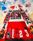 Red and blue custom senior skirt and T-shirt set flat lay by L.E. Grace Designs